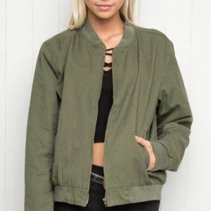Brandy Melville Green Bomber Jacket